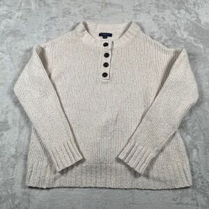 American Eagle Cream Knit Henley Button Mock Neck Sweater M/M